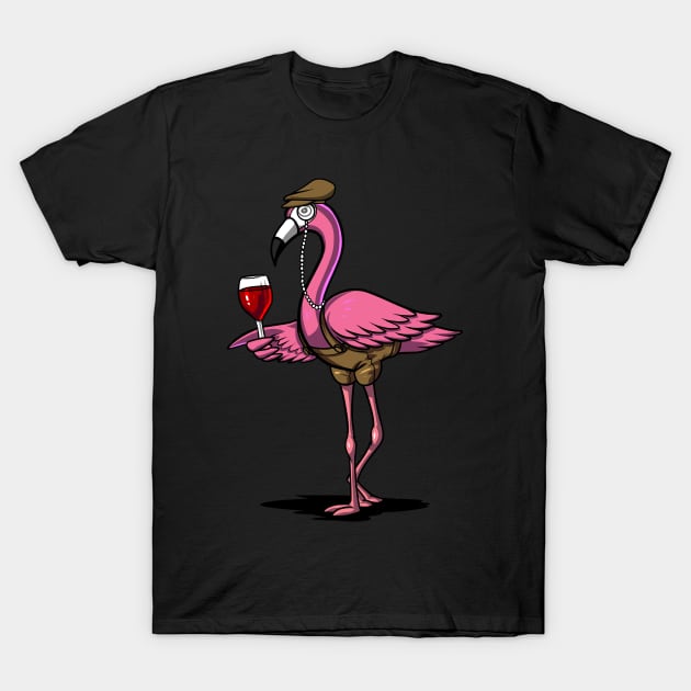 Flamingo Wine Drinking Magical Bird Party T-Shirt by underheaven